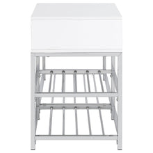 Siega 1-Drawer Shoe Storage Entryway Bench White High Gloss and Chrome – White High Gloss