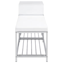 Siega 1-Drawer Shoe Storage Entryway Bench White High Gloss and Chrome – White High Gloss