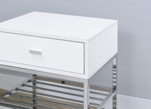 Siega 1-Drawer Shoe Storage Entryway Bench White High Gloss and Chrome – White High Gloss