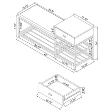 Siega 1-Drawer Shoe Storage Entryway Bench White High Gloss and Chrome – White High Gloss