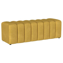 Summer Upholstered Channel Accent Bench – Mustard Yellow