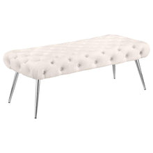 Ella Upholstered Tufted Bench Stainless Steel Legs – Ivory