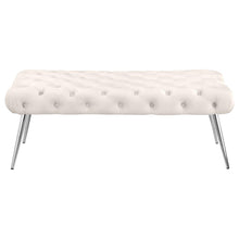 Ella Upholstered Tufted Bench Stainless Steel Legs – Ivory