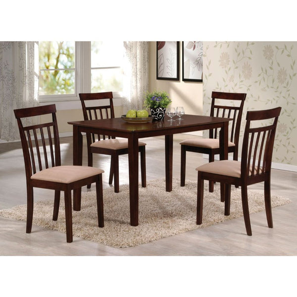 Samuel 5 Piece Dining Set Beige Microfiber &Espresso