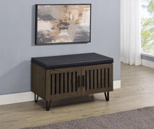 Brixton 2-door Padded Entryway Shoe Storage Bench – Smoked Oak