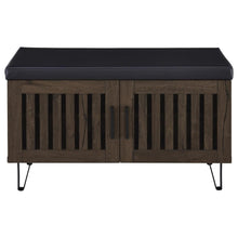Brixton 2-door Padded Entryway Shoe Storage Bench – Smoked Oak