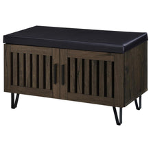 Brixton 2-door Padded Entryway Shoe Storage Bench – Smoked Oak