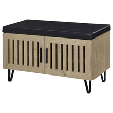 Brixton 2-door Padded Entryway Shoe Storage Bench – White Oak