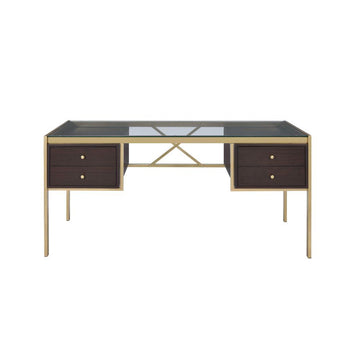Yumia - Writing Desk - Gold & Walnut