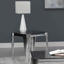 Desmond - Square Glass Top End Table - Pearl Silver