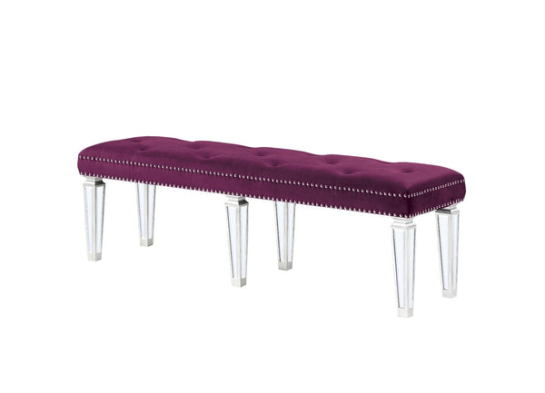 Varian Bench Burgundy Velvet & Mirrored