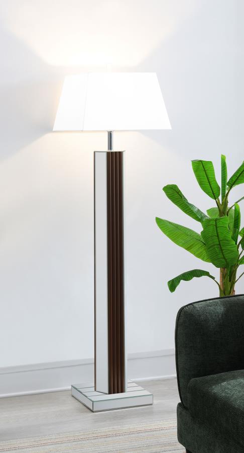 Elena 67-inch Square Tapered Mirrored Floor Lamp – Brown