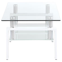 Dyer - 1-Shelf Rectangular Glass Top Coffee Table - White