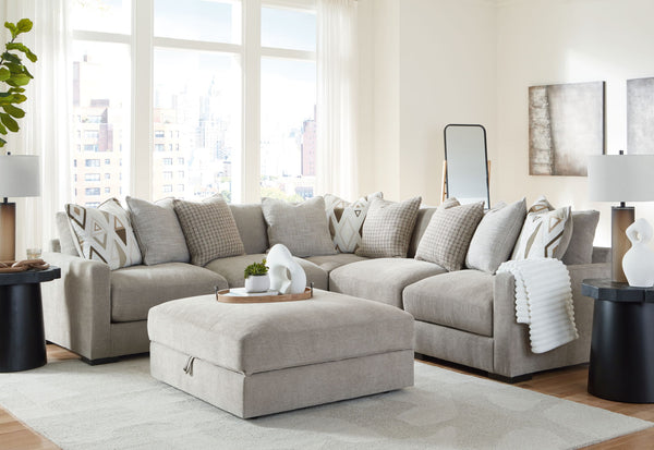 Aslan Court 2 Pc. 5-Piece Sectional, Ottoman Pebble