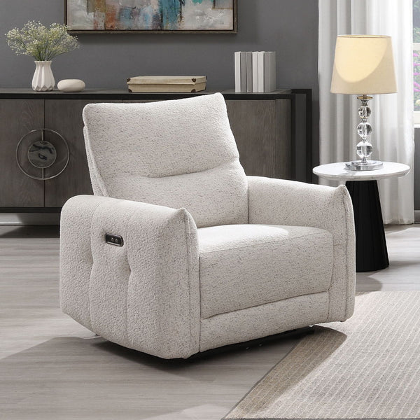 Lalisa Power Motion Recliner With USB Port Cream Chenille