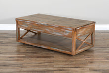 Durango Cocktail Table (No Basket) With Planked Top Weathered Brown