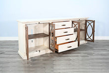 90" Media Console - Buckskin / Marble White