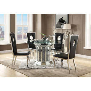 Noralie - Dining Table - Mirrored & Faux Diamonds - Wood - 30"
