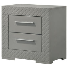 Ives - 2-Drawer Nightstand Bedside Table - Gray High Gloss