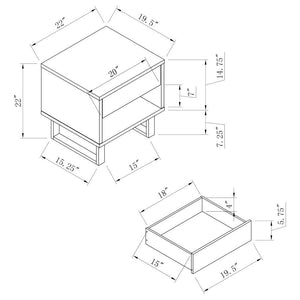 Atchison - 1-Drawer Rectangular End Table - White High Gloss