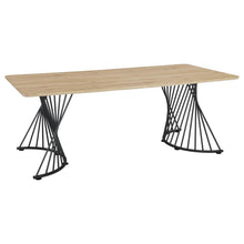 Altus - Swirl Base Dining Table - Natural Oak And Gunmetal