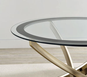 Brooke - Round Glass Top Coffee Table Metal Base