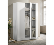 Declan 46"W White 3-Door Wardrobe Cabinet Armoire