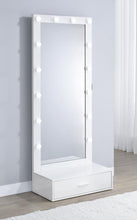 Spector 1-drawer Lighted Full-Length Floor Mirror – White High Gloss