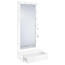 Spector 1-drawer Lighted Full-Length Floor Mirror – White High Gloss