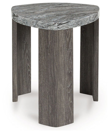 Surmour - Triangle End Table - Gray / Brown