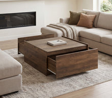 Travon 31.5" Oak Finish Square Coffee Table
