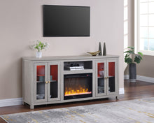 Ellington 70"W Light Gray Finish Fireplace TV Stand Console
