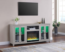 Ellington 70"W Light Gray Finish Fireplace TV Stand Console