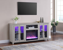 Ellington 70"W Light Gray Finish Fireplace TV Stand Console