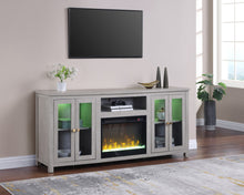 Ellington 70"W Light Gray Finish Fireplace TV Stand Console