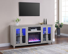Ellington 70"W Light Gray Finish Fireplace TV Stand Console