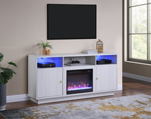 Ambrose 70"W White Walnut Finish Fireplace TV Stand Console