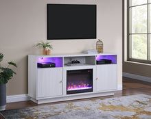 Ambrose 70"W White Walnut Finish Fireplace TV Stand Console