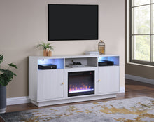 Ambrose 70"W White Walnut Finish Fireplace TV Stand Console