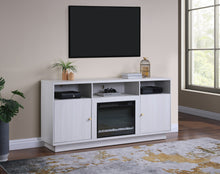 Ambrose 70"W White Walnut Finish Fireplace TV Stand Console