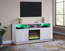 Ambrose 70"W White Walnut Finish Fireplace TV Stand Console
