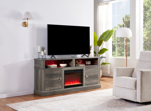 Terra 70"W Gray Walnut Finish TV Stand Console