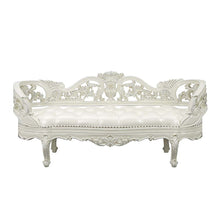 Adara - Bench - Pearl White Synthetic Leather & Antique White