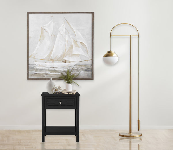 Dylan 23"W Black Wooden End Side Table Nightstand
