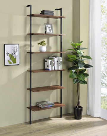 Owens 96-inch 6-shelf Wall Bookshelf – Walnut