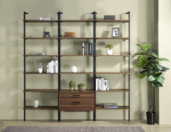 Owens 3-piece 96-inch Wall Mounted Bookshelf Set – Walnut