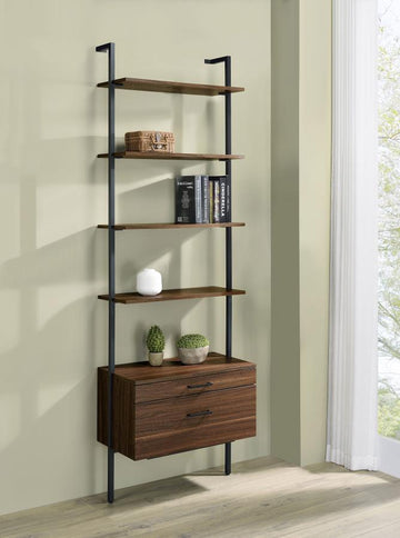 Owens 96-inch 5-shelf Storage Wall Bookshelf – Walnut