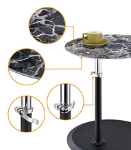Orbit 15.5" End Table with Height Adjustable Black Marble Textured Top