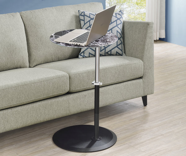 Orbit 15.5" End Table with Height Adjustable Black Marble Textured Top