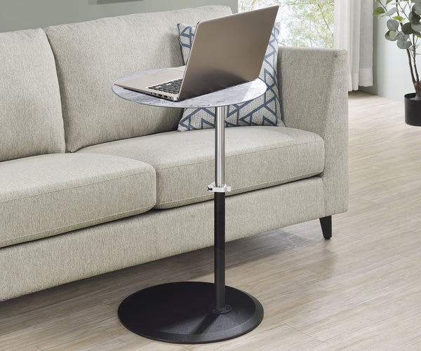 Orbit 15.5" End Table with Height Adjustable Gray Marble Textured Top
